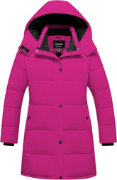 Girl's Winter Coat Kids Long Puffer Jacket Waterproof Ski Outerwear Warm Puffy Dress Coat with Hood