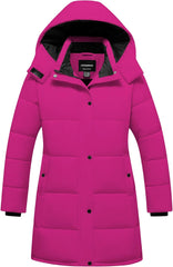Girl's Winter Coat Kids Long Puffer Jacket Waterproof Ski Outerwear Warm Puffy Dress Coat with Hood