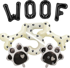 Dog Theme 5th Birthday Party Decorations - 40 Inch Number 5 Foil Balloon, Paw and Bone Balloons, WOOF Letter Balloons, Paw Prints Stickers for Pet Kids Party Supplies