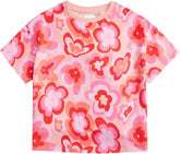 Blue Crop Tops for Kids Gradient Printed Round Neck Short Sleeves Casual Going Out for 2 to 7 Blue Crop Tops for Kids