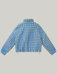 Esmeling Women’s Long Sleeve Cropped Sherpa Fleece Plaid Jacket Casual Chunky Teddy Fleece Outerwear