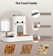 2-in-1 Gravity Pet Feeder and Water Dispenser, Small Dog Cat Food Water Dispenser, Small Pet Food and Water Dispenser, Pet Feeder Water Bowl, Easy to Clean (Pink)