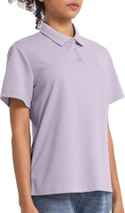5 Pack Women's Polo Shirts Short Sleeve 3 Buttons Collared Uniform Tops Moisture-Wicking T-Shirts for Work & Casual