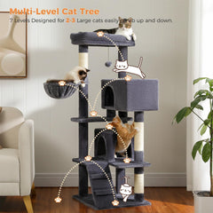 Cat Tree for Indoor Cats, 56.3in Cat Tree Tower for Indoor Cats, Spacious Top Perch,Multi-Level Cat Furniture Activity Center,with Funny Toys for Kittens Pet Play House