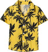 Betadog Boys 𝐇awaiian Shirts Coconut Tree Print Short Sleeve Casual Tropical Tops T-Shirt Cotton Button Down