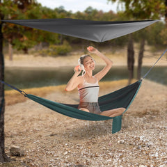 Camping Hammock, Portable Camping Hammock Double Tree Hammock Outdoor Indoor Backpacking Travel & Survival, with 2 Tree Straps and Attached Carry Bag (Blue)