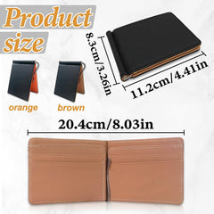 Money Clip Wallets for Men, Men’s Ultra-Thin Wallet Billfold Wallet for Men with Metal Clip and Card Slot (Orange)