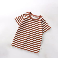 Boys Girls Casual Summer Short Sleeve Tops Stripe Tees Shirts Juniors Trendy Loose Fit Tshirt Blouses for Teen