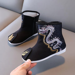 Christmas Boots for 2 to 12 Years Cotton Boots Boys Cloth Shoes Children Embroidered Shoes Boys Hanfu Shoes Boots