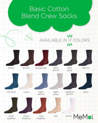 MeMoi Kids' Basic Cotton Blend Crew Socks