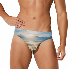 Sunrise Misty Forests Men's Swimsuit Brief Beach Shorts Bikini Swimwear Sexy Swimming Trunks