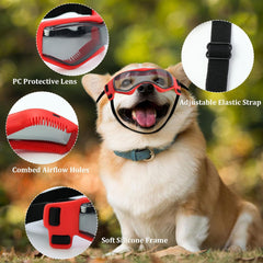 2Pcs Small Breed Dog Sunglasses,Stylish Anti-UV Dog Goggles with Soft Frames for Cats and Puppies for Outdoor Activities, Riding, and Driving with Secure Elastic Straps