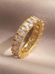 Elegant Ellipse CZ Ring Women Crystal Bridal Dress Jewelry Gift Birthday Festival