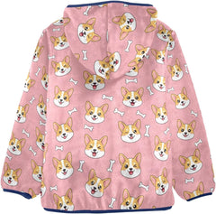 CHIFIGNO Cute Dog Bones Pink Toddler Polar Fleece Lined Winter Jacket, Toddler Boy Hoodies with Hooded 3T