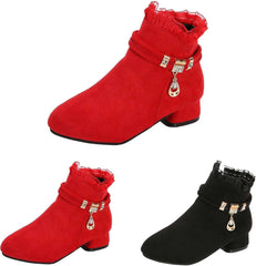 Big Girls Dress Boots Ankle Boots for Kids Chunky Block Low Heel Vintage Booties Shoes with Juniors Snow Boots