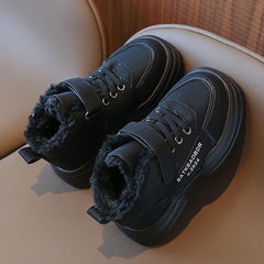 Boys Girls Winter Snow Boots Comfortable Warm Fur Lined Toddler Sneakers Outdoor Slip on Walking Ankle Booties for Kid