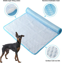 Cooling Mat Pad for Dogs Cats Ice Silk Cooling Bed for Dogs Ice Bed for Cats Pet Mats for Cats Bed Dog Pad Pupy Pad for 5Kg Pet (S/50X40CM)