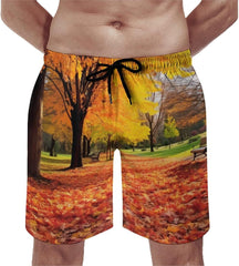 Men's Swim Trunks Beautiful Colorful Autumn Park Beach Shorts Quick Dry Summer Bathing Suit Swimwear