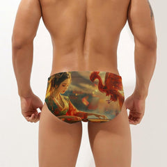 Beauty Girl Phoenixs Men's Swimsuit Brief Beach Shorts Bikini Swimwear Sexy Swimming Trunks