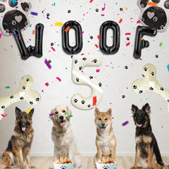 Dog Theme 5th Birthday Party Decorations - 40 Inch Number 5 Foil Balloon, Paw and Bone Balloons, WOOF Letter Balloons, Paw Prints Stickers for Pet Kids Party Supplies