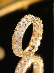 Elegant Ellipse CZ Ring Women Crystal Bridal Dress Jewelry Gift Birthday Festival