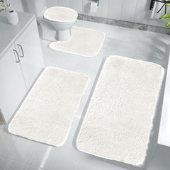 Bathroom Rugs, 4PCS Solid Color Bathroom Rug Set, Bathrooms Rugs for 4 PCS Toilet Mats Soft Comfortable Water Absorption Non-Slip Thick Bath Mat Set