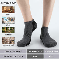 COOPLUS 12 Pack Mens Cushioned Ankle Socks, Low Cut Breathable Casual Socks (Shoe Size 6-11)