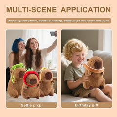 Capybara Plush Cute Capybara Stuffed Animal Kawaii Plush with Wearable Toast Headgear Bread Capybara Gifts Cute Plush Pillow Birthday for Kids Boys Girls 9 Inch