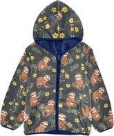 Cute Brown Sloths Boys Zip up Hoodie, Thick Light Fleece Outerwear Jackets 3T