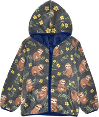 Cute Brown Sloths Boys Zip up Hoodie, Thick Light Fleece Outerwear Jackets 3T