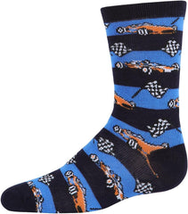 MeMoi Boys' Race Car Rayon from Rayon Crew Socks