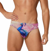 Peacock Flower Men's Swimsuit Brief Beach Shorts Bikini Swimwear Sexy Swimming Trunks