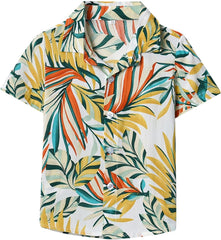 Boys Hawaiian Shirt Short Sleeve Button Down Shirts Toddler Lapel Top Kids Baby Summer Casual Tropical Beach Clothes