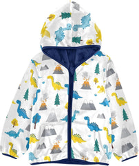CHIFIGNO Cute Dinosaurs White Boy Zip up Jacket Light Comfy Sweatshirt Jacket 3T
