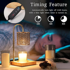 Candle Warmer Lamp for Jar Candles, Electric Candle Warmer with 2 Bulbs, 2/4/8h Timer & 7 Level Dimmer, Candle Lamp Warmer Top Melting for Scented Wax (Black-Gold)