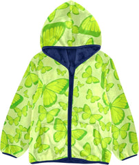CHIFIGNO Butterflies Green Yellow Boy Fleece Zip up Jacket Light Comfy Fleece Jacket 3T