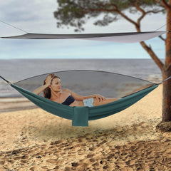 Camping Hammock, Portable Camping Hammock Double Tree Hammock Outdoor Indoor Backpacking Travel & Survival, with 2 Tree Straps and Attached Carry Bag (Blue)