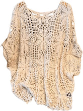 MakeMeChic Women's Plus Size Crochet Tops Floral Dolman Sleeve Summer Spring Top