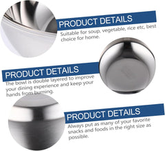 BESPORTBLE Insulated Stainless Steel Bowls and Feeding Bowls for Rice Soup Snacks for Home and Restaurant Use