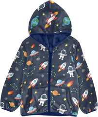 CHIFIGNO Cute Astronauts Kids Warm up Jacket Fleece Jacket for Fall Winter 3T