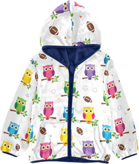 CHIFIGNO Colorful Owls White Boy Hooded Jacket Lightweight Soft Sweatshirt Jacket 3T