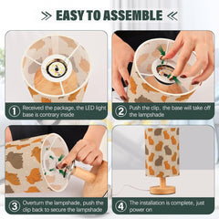 Cute Brown Capybara Bedside Table Lamp Small Desk Lamps Linen Fabric Shade Decorative Nightstand Lamp LED with USB Port Wood Base for Bedroom Living Room