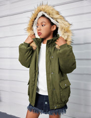 Arshiner Kids Girls Winter Coats Warm Thick Padded Hooded Fleece Lined Puffer Parka Jacket