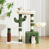 Hoopet 32-Inch Small Cat Tree for Indoor Cats, Cactus Cat Tower with Sisal Scratching Posts, Cozy Condo, Plush Perch, and Hanging Ball, Ideal for Kittens & Small Cats