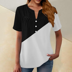 Cute Tops for Teen Girls New Shirts Short Sleeve T Shirt Trendy Tops Spring Casual Shirt Linen 𝐁utton Down Shirt Women