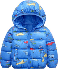 Toddler Kids Baby Boys Girls Winter Warm Jacket Outerwear Dinosaur Coats Hooded Padded Outwear Fall Coat
