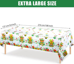 Breling Tiki Party Tablecloths Decorations Hawaiian Luau Table Cloths Plastic Disposable Tropical Table Covers for Aloha Tiki Bar Tropical Summer Beach Birthday Party Supplies, 54 x 108 Inch(1 Pack)