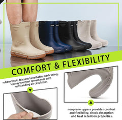 Hsttgsr Rain Boots for Men Waterproof Fashionable Rubber Boots Non-slip Outdoor Garden Boots Mid Calf Muck Work Shoes Comfort Lightweight Rainboots for Fishing Climbing