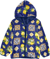 CHIFIGNO Yellow Lemons Dark Blue Toddler Hooded Jacket Lightweight Thick Sweatshirt Jacket 3T