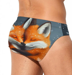 Snowy Fox Men's Swimsuit Brief Beach Shorts Bikini Swimwear Sexy Swimming Trunks